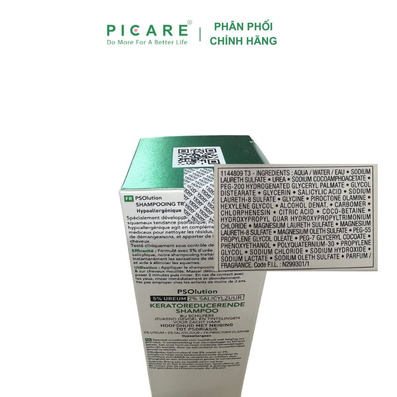 Dầu gội làm sạch tóc và da đầu dành cho da đầu gàu ngứa Vichy Dercos PSOlution Kerato-Reducing Treating Shampoo 200ml