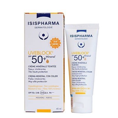 Kem chống nắng nâng tone da nhạy cảm Isis Pharma Uveblock SPF50+ Mineral Tinted Cream 40ml [ Có Màu ]