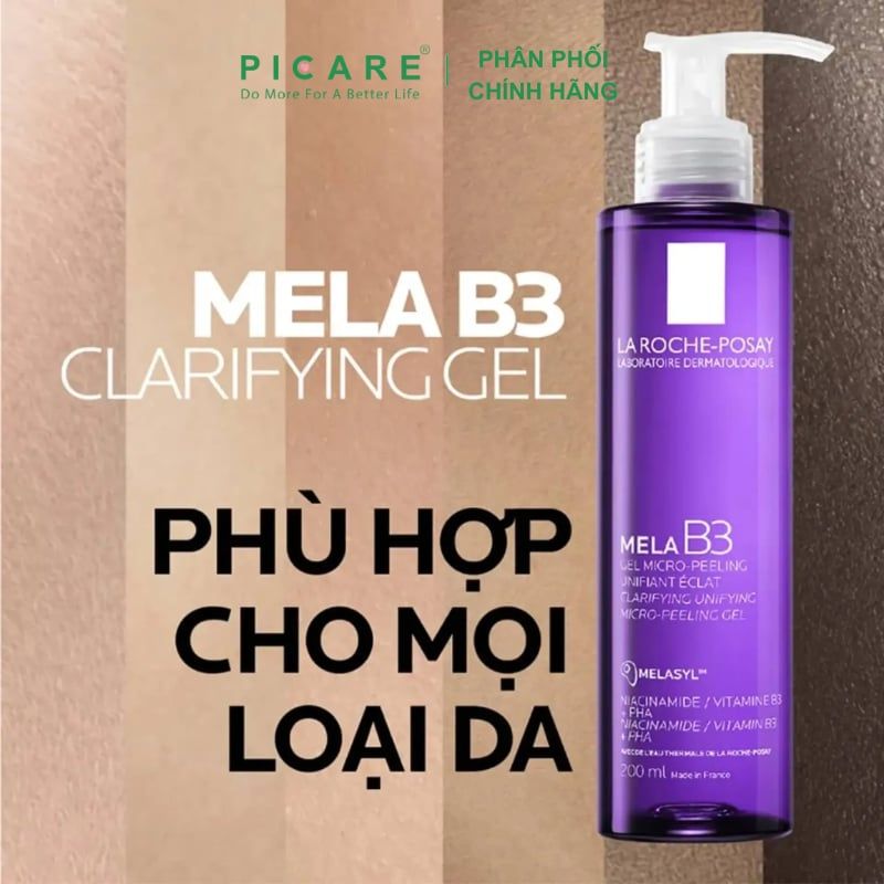 Sữa rửa mặt mờ thâm sáng da La Roche Posay Mela B3 Clarifying Micro-Peeling Gel 200ml