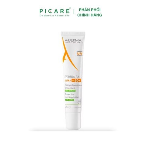 Kem hỗ trợ liền sẹo phục hồi và tái tạo da bị tổn thương có chống nắng A-Derma Epitheliale A.H Ultra SPF50+ Cr 40ml