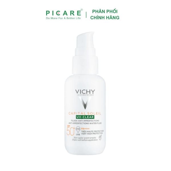 Kem chống nắng dành cho da dầu mụn, mụn nội tiết Vichy Capital Soleil UV-Clear Anti-Imperfections Water fluid 40ml