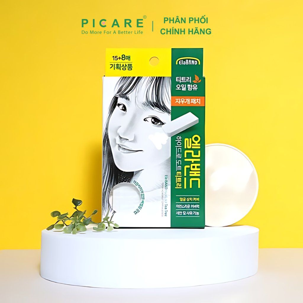 Miếng dán mụn che khuyết điểm và giảm mụn Elaband Hydro Dot Tea Tree (Hộp 23 miếng)