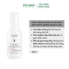 Kem chống nắng bảo vệ da ngăn ngừa thâm nám Vichy Capital Soleil UV Age Daily Anti Photo-Ageing Water Fluide SPF50 40ml