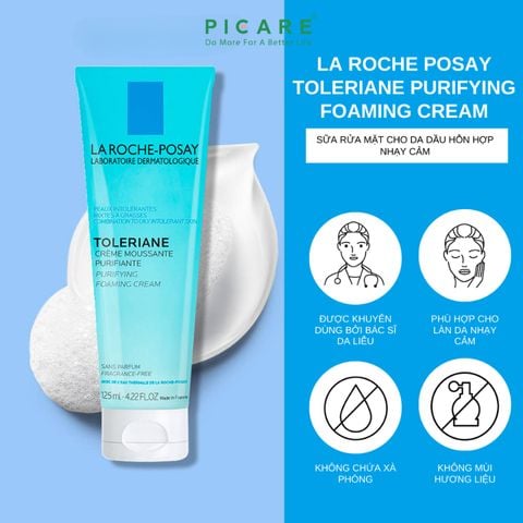 Sữa rửa mặt dành cho da hỗn hợp, da dầu nhạy cảm La Roche Posay Toleriane Purifying Foaming Cream 50ml