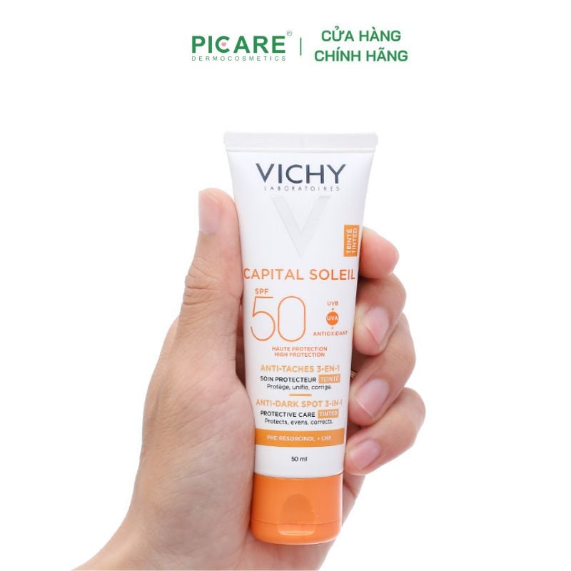 Kem chống nắng ngăn sạm da & giảm thâm nám nâng tone Vichy Ideal Soleil Anti Dark Spot SPF50+ 50ml ( Có màu )