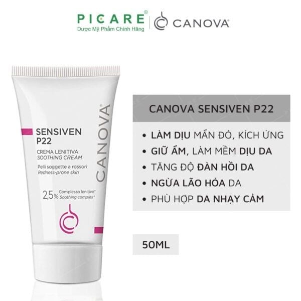 Kem làm dịu da dưỡng ẩm dành cho da nhạy cảm Canova Sensiven P22 Soothing Cream 50ml