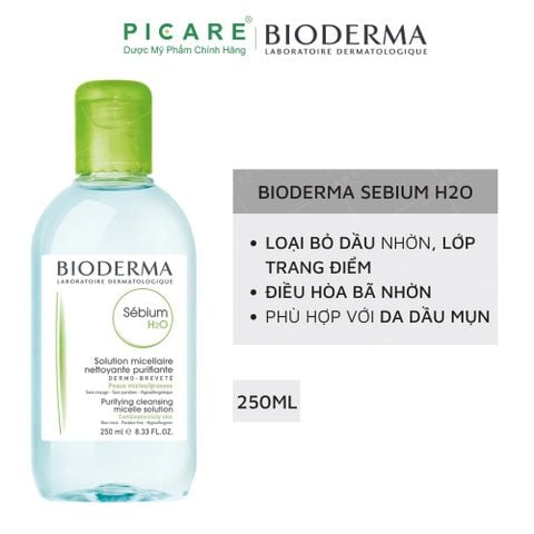 Nước tẩy trang cho da hỗn hợp, da nhờn Bioderma Sebium H2O 250ml
