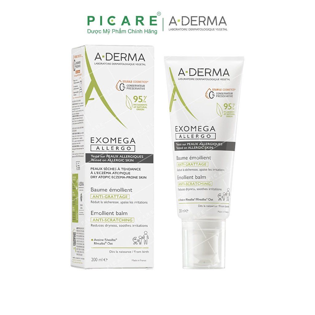 Kem dưỡng ẩm chuyên biệt cho da cơ địa da khô A-Derma Exomega Allergo Emollient Balm ( 40ml - 200ml )