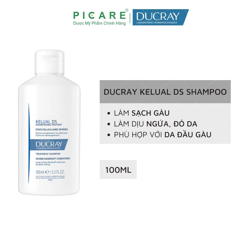 Dầu Gội Giúp Làm Sạch Gàu, Hỗ Trợ Ngừa Gàu Tái Phát Kèm Ngứa Da Dầu Ducray Kelual DS Shampoo 100ml