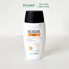 Kem chống nắng phổ rộng Heliocare 360 Mineral Tolerance Fluid Sunscreen Sensitive SPF50+ UVA/UVB HEVL/IR-A PA++++ 50ml