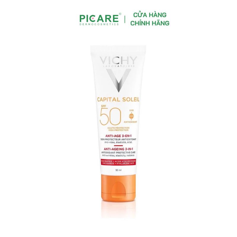 Kem chống nắng ngăn ngừa các dấu hiệu lão hóa Vichy Ideal Soleil Anti-Age SPF50+ 50ml
