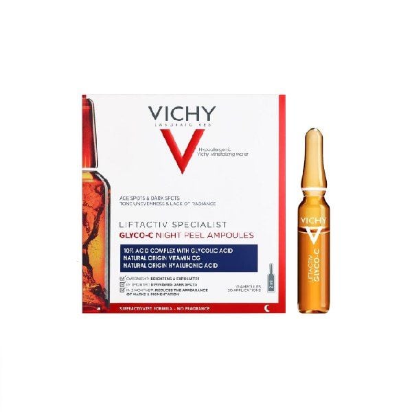 Tinh Chất Cô Đặc Dưỡng Sáng Da, Giảm Thâm Nám Ban Đêm Vichy Liftactiv Specialist Glyco-C Night Peel Ampoules 2ml x 10 ống