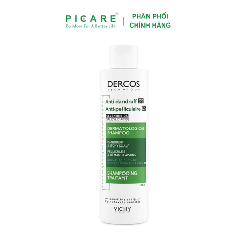 Dầu gội giảm gàu cho da đầu dầu ngứa Vichy Dercos Anti Dandruff DS Dermatological Shampoo 200ml