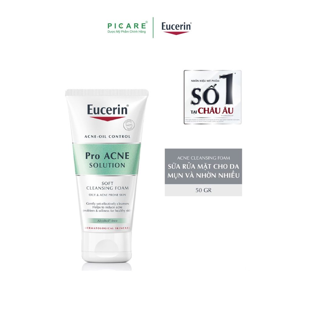 Sữa Rửa Mặt Tạo Bọt Cho Da Mụn Eucerin Pro Acne Solution Gentle Cleansing Foam 50ml - 98360