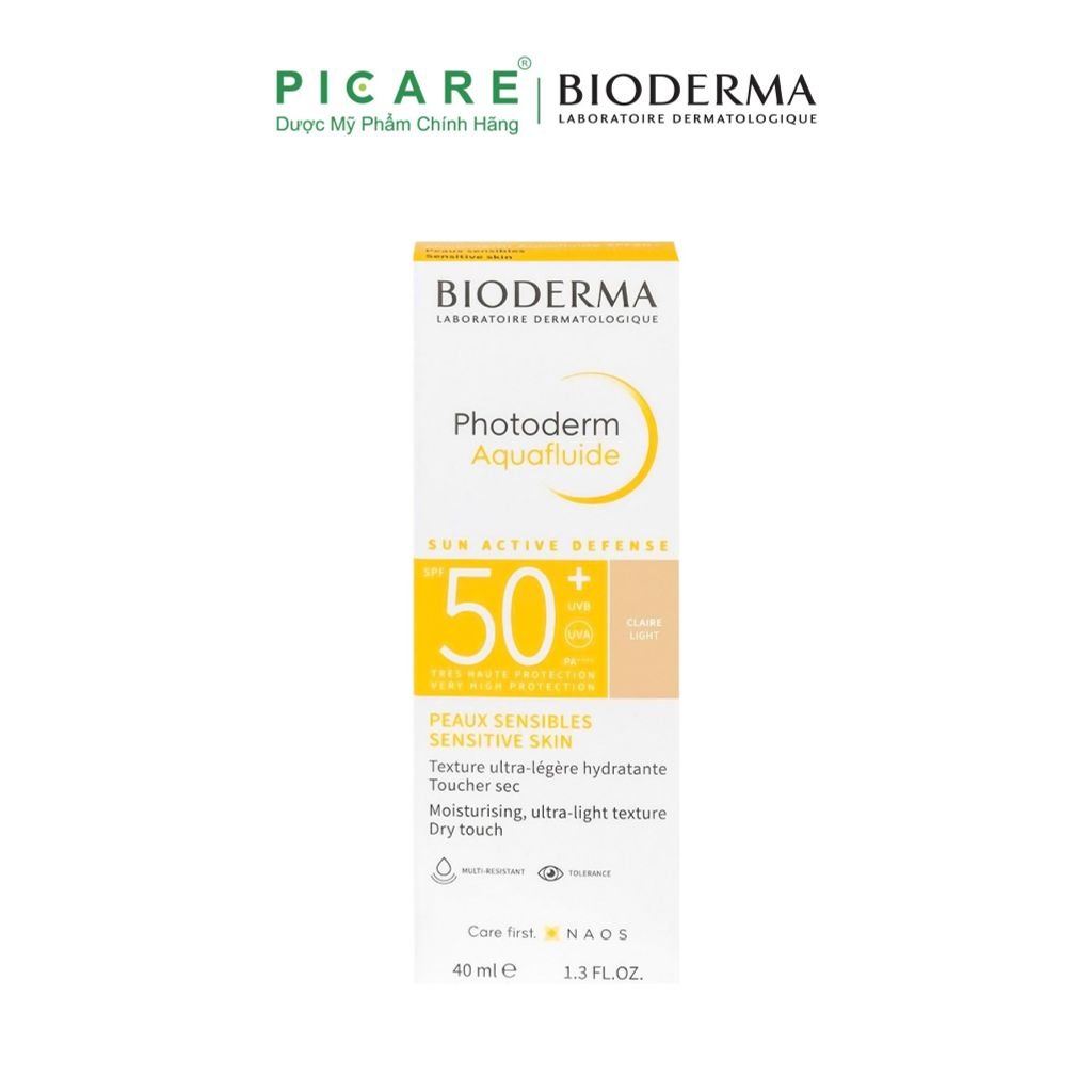 Kem Chống Nắng Khô Thoáng Giảm Bóng Nhờn ( Có Màu) Bioderma Photoderm Max Aquafluide Teinte Claire SPF50+ 40ml