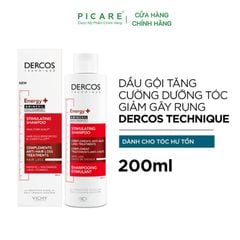 Dầu Gội Tăng Cường Dưỡng Tóc, Giảm Tóc Rụng Vichy Dercos Technique Energising Shampoo Targets Hairloss 200ml