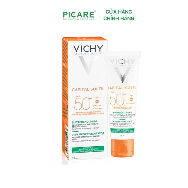Kem Chống Nắng Kiềm Dầu Vichy Capital Soleil Mattifying 3in1 SPF50 50ml