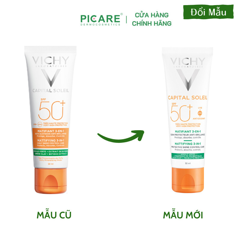 Kem Chống Nắng Kiềm Dầu Vichy Capital Soleil Mattifying 3in1 SPF50 50ml
