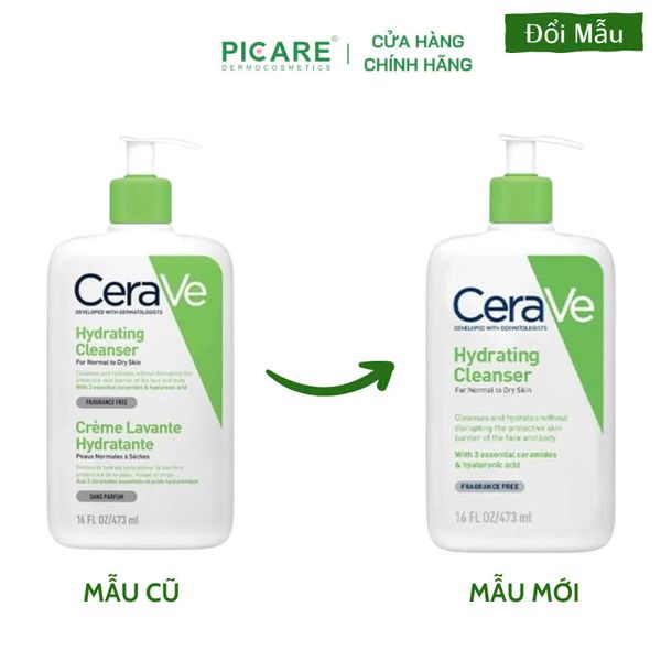 Sữa rửa mặt làm sạch da dành cho da thường đến da khô CeraVe Hydrating Cleanser 473ml