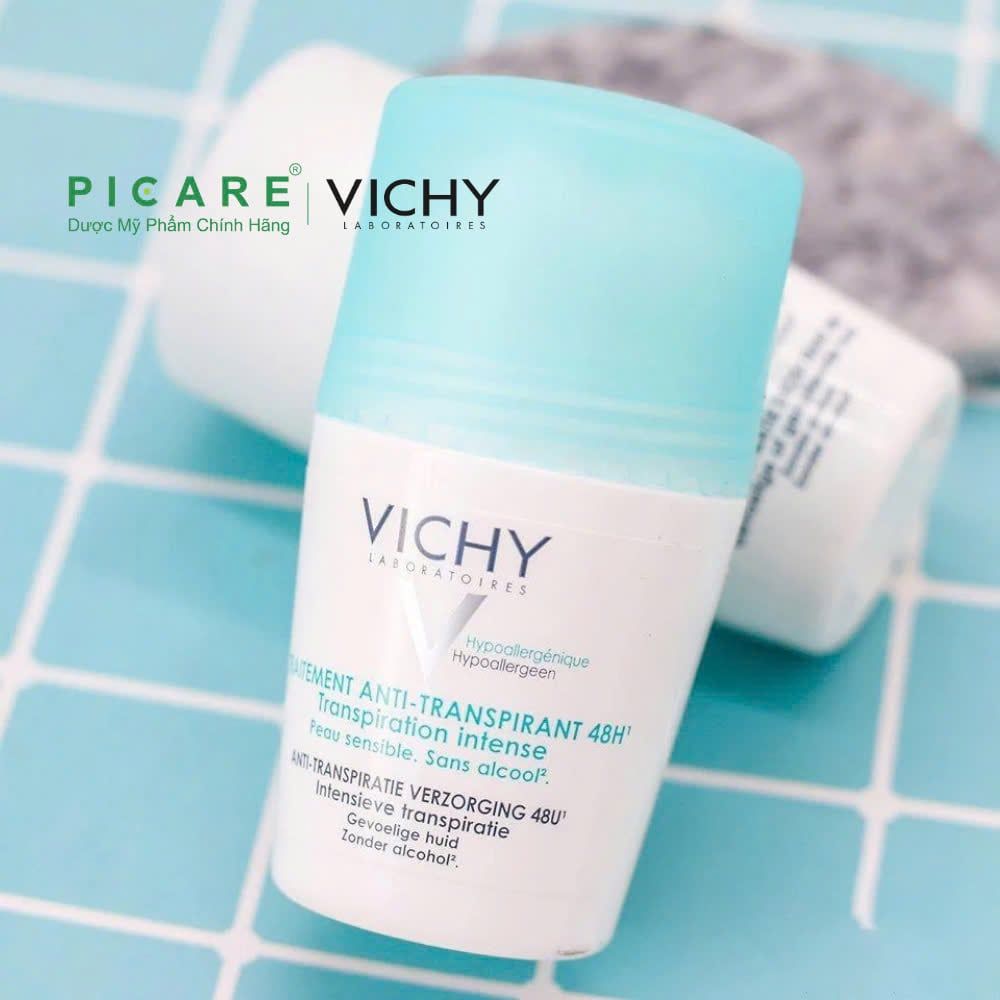 Lăn Khử Mùi Giúp Khô Thoáng Vùng Da Dưới Cánh Tay 48h Vichy Antiperspirant Deodorant 48h Kraftig Transpiration 50ml