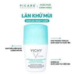 Lăn Khử Mùi Giúp Khô Thoáng Vùng Da Dưới Cánh Tay 48h Vichy Antiperspirant Deodorant 48h Kraftig Transpiration 50ml