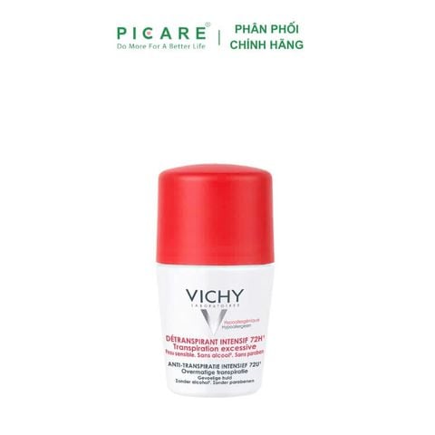 Lăn Khử Mùi Giúp Khô Thoáng Vùng Da Dưới Cánh Tay 72h Vichy Detranspirant Intensif 72h Transpiration Excessive 50ml