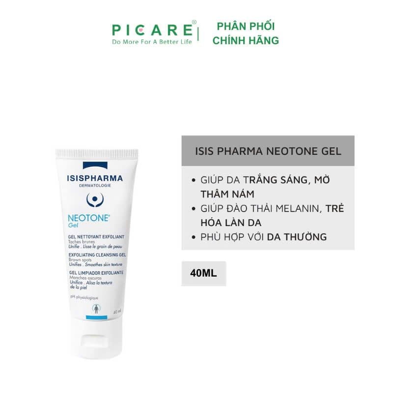 Gel Rửa Mặt Trắng Sáng Da Isis Pharma Neotone Gel 40ml