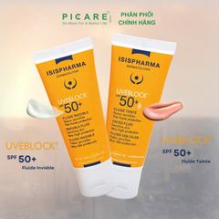 Kem chống nắng có màu dành cho da khô ISIS Pharma Uveblock SPF50+ Fluide 40ml ( Không màu )