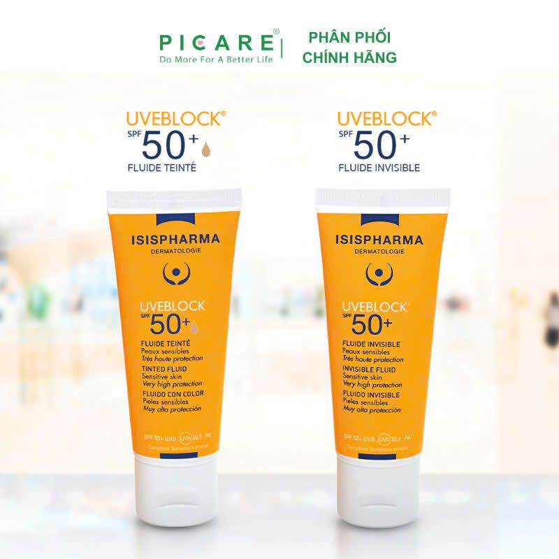 Kem chống nắng có màu dành cho da khô ISIS Pharma Uveblock SPF50+ Fluide 40ml ( Không màu )