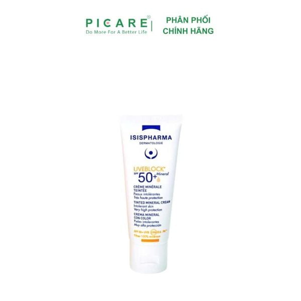 Kem chống nắng nâng tone da nhạy cảm Isis Pharma Uveblock SPF50+ Mineral Tinted Cream 40ml [ Có Màu ]