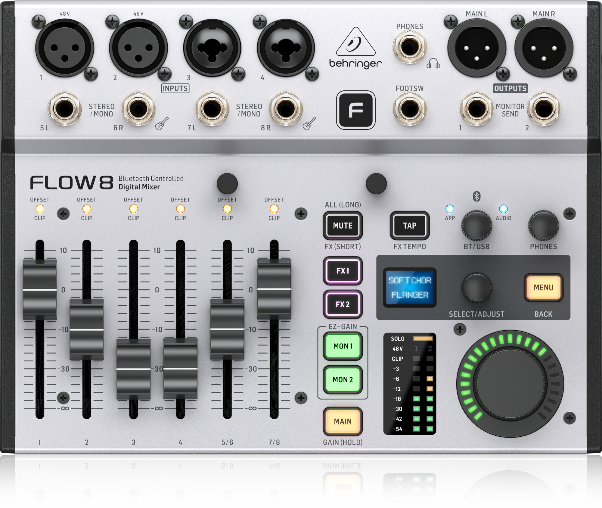 Behringer FLOW 8 8-Input Digital Mixer with Bluetooth Audio and App Co – AZ  GearHub