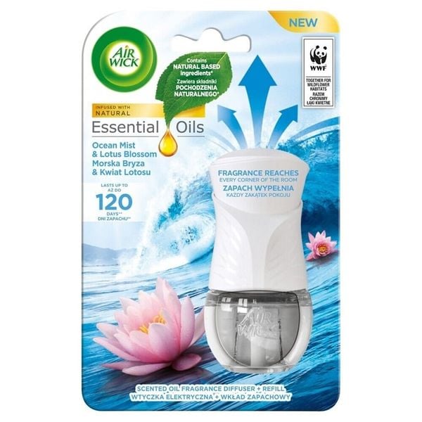 Bộ Tinh Dầu Cắm Điện Air Wick AWK5475 Ocean Mist & Lotus Blossom 19ml (Hương hoa sen, gió biển)