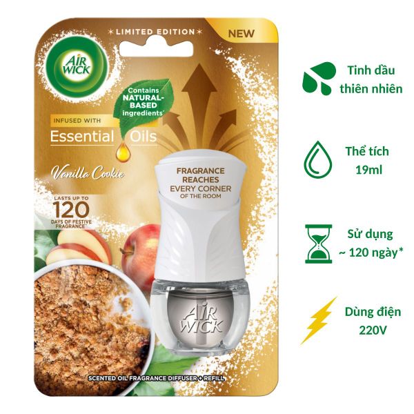 Bộ Tinh Dầu Cắm Điện Air Wick AWK2830 Vanilla Cookie 19ml (Hương bánh táo vani)