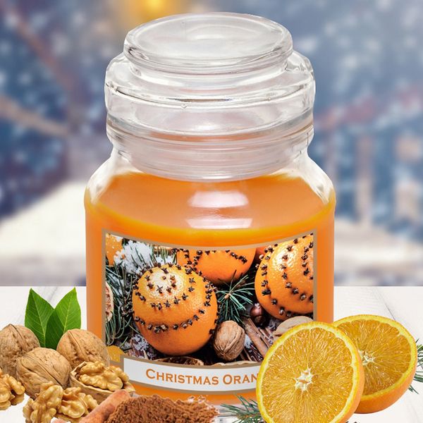 Hũ nến thơm tinh dầu Batek Candles BAT0899 Christmas Orange 130g (Hương cam, quế, đinh hương)