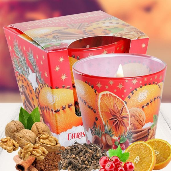 Ly nến thơm Bartek Candles BAT7950 Christmas Orange with Cinamon 115g (Hương cam, quế, bánh)