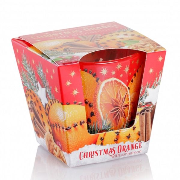 Ly nến thơm Bartek Candles BAT7950 Christmas Orange with Cinamon 115g (Hương cam, quế, bánh)