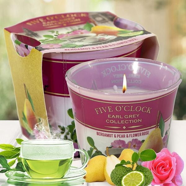 Ly nến thơm Bartek Candles BAT4560 Bergamot & Pear & Flower Rose 115g (Hương trà cam)