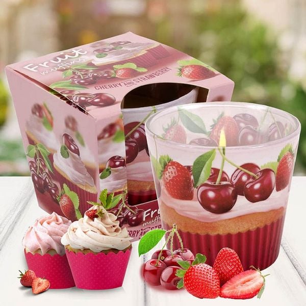 Ly nến thơm Bartek Candles BAT4553 Fruit Muffins 115g (Hương quả cherry, dâu)