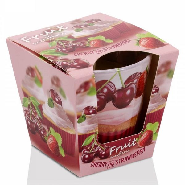 Ly nến thơm Bartek Candles BAT4553 Fruit Muffins 115g (Hương quả cherry, dâu)