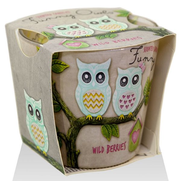 Ly nến thơm Bartek Candles BAT6794 Funny Owls 115g (Hương quả ngọt)