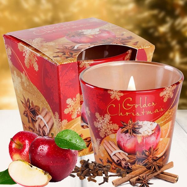 Ly nến thơm Bartek Candles BAT7929 Christmas Golden 115g (Hương táo, quế, hồi)