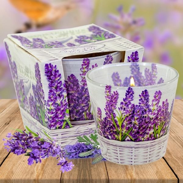 Ly nến thơm Bartek Candles BAT8042 Lavender Basket 115g (Hương oải hương)