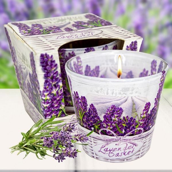 Ly nến thơm Bartek Candles BAT6557 Lavender Basket 115g (Hương oải hương)