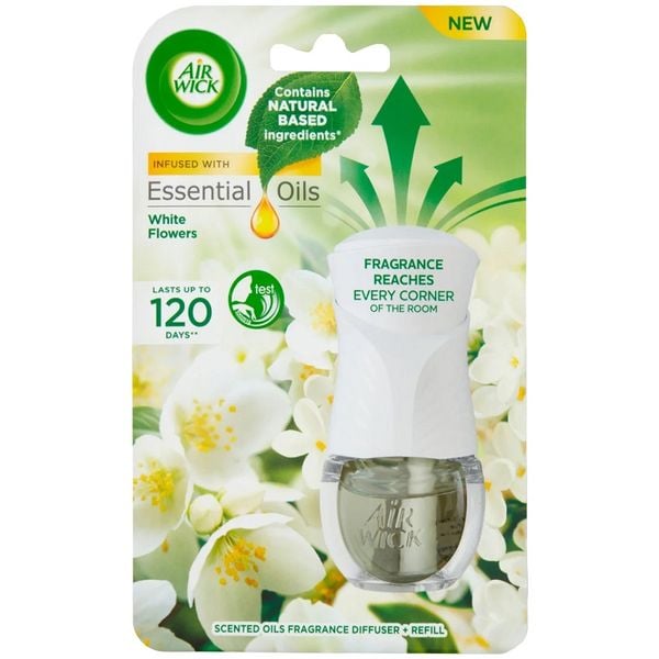 Bộ Tinh Dầu Cắm Điện Air Wick AWK2243 White Flowers 19ml (Hương hoa nhài, hoa lan trắng)