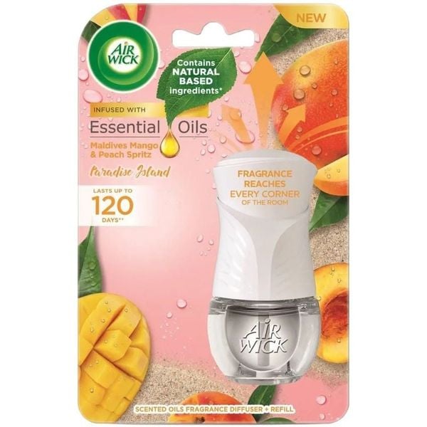Bộ Tinh Dầu Cắm Điện Air Wick AWK2465 Maldives Mango & Peach Spritz 19ml (Hương xoài Maldives, gió biển)