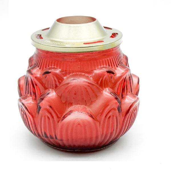 Hũ nến thơm hình hoa sen Lucky Prayer EDC0702 cháy 80 giờ (Đỏ, Có nắp đậy)