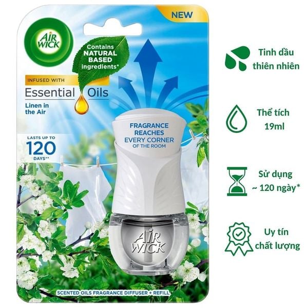 Bộ Tinh Dầu Cắm Điện Air Wick AWK2236 Linen in the Air 19ml (Hương hoa táo)