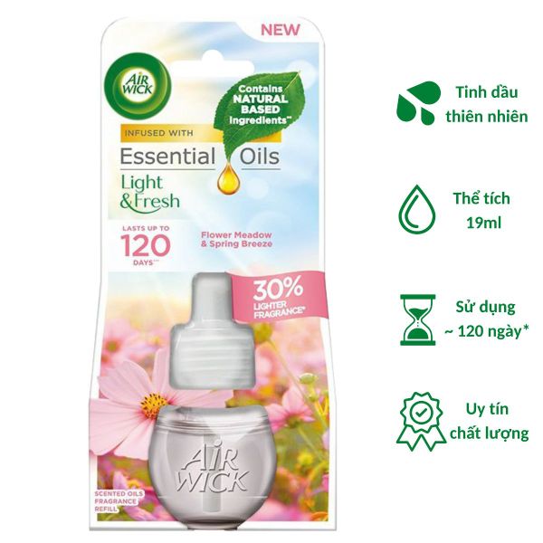 Chai tinh dầu cắm điện Air Wick Refill AWK3141 Flower Meadow & Spring Breeze 19ml (Hương hoa mùa xuân)