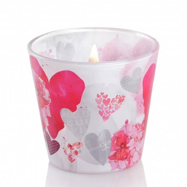 Ly nến thơm Bartek Candles BAT0587 Flowers Hearts 115g (Hương hoa păng xê)