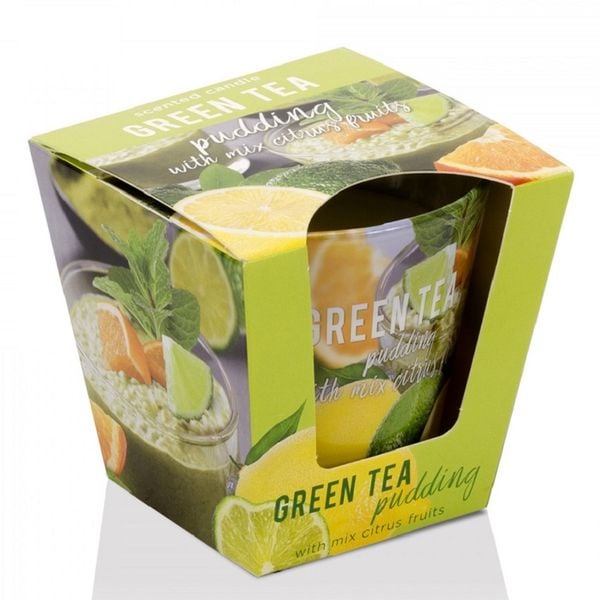 Ly nến thơm Bartek Candles BAT6427 Green Tea Pudding 115g (Hương trà xanh hoa quả)